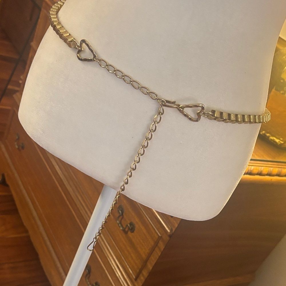 Vintage Square Link / Gold Heart Chain Belt